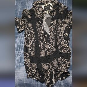 Black and White Paisley Button Down Shirt